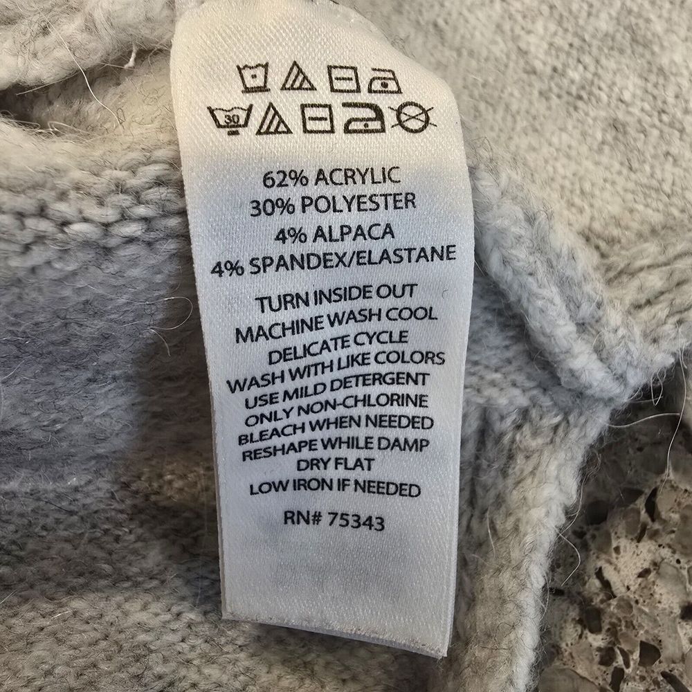 For Thee Women's Gray Alpaca Blend Cowlneck Sweater‎ Large Oversized Soft.D113 - Picture 7 of 9